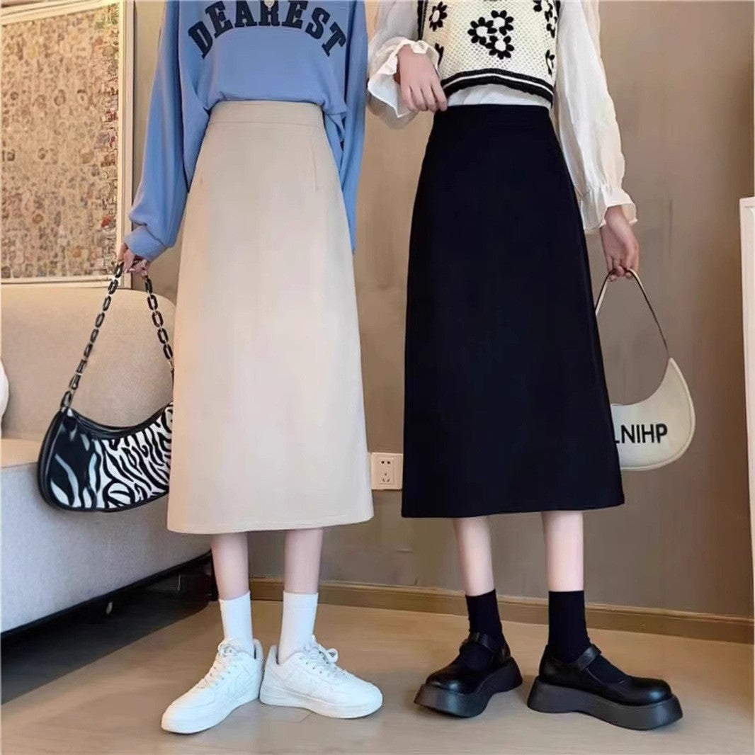Solid Straight Skirt