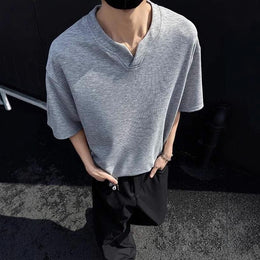 Notch Neck Raw Edge T-shirt