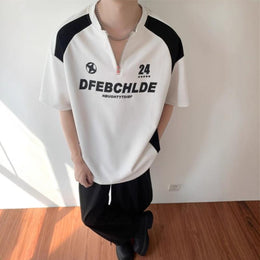 Typography Printed Raw Edge T-shirt