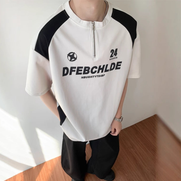 Typography Printed Raw Edge T-shirt