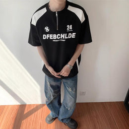 Typography Printed Raw Edge T-shirt