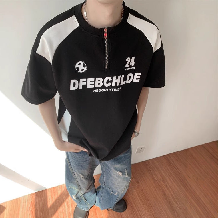 Typography Printed Raw Edge T-shirt