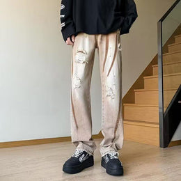Men Cotton Heavy Fade Highly Distressed Jeans