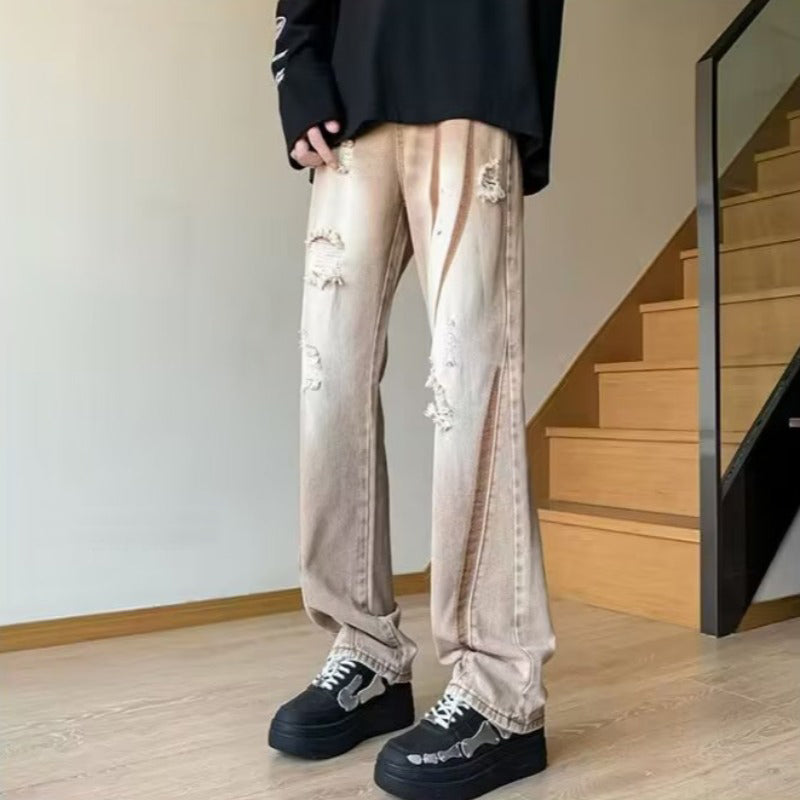 Men Cotton Heavy Fade Highly Distressed Jeans