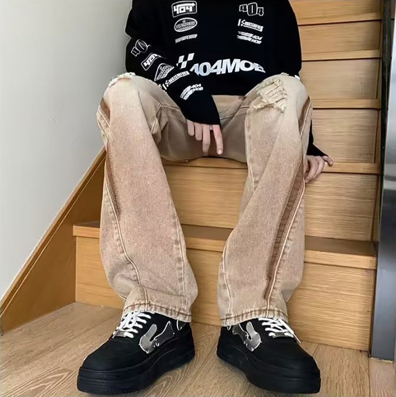 Men Cotton Heavy Fade Highly Distressed Jeans