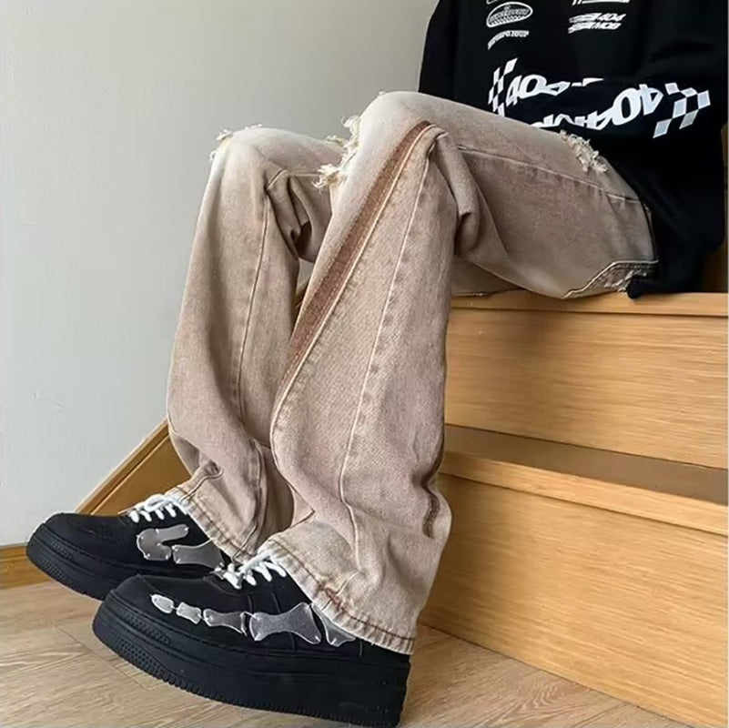 Men Cotton Heavy Fade Highly Distressed Jeans