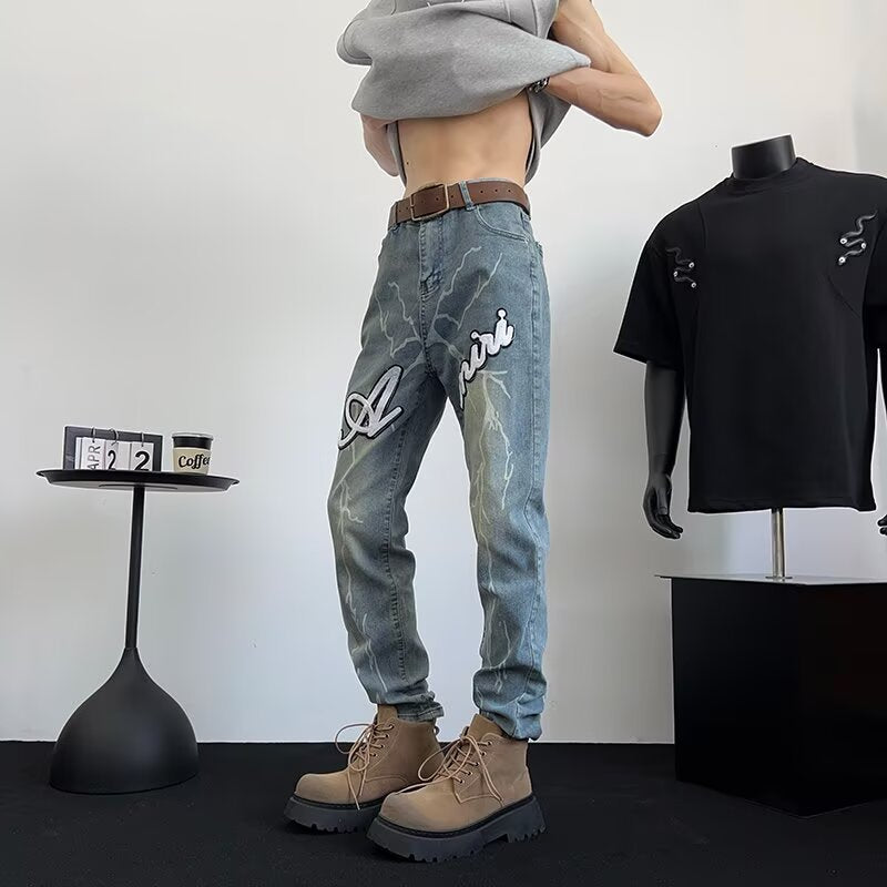 Men Skinny Fit Mid-Rise Light Fade Printed Jeans