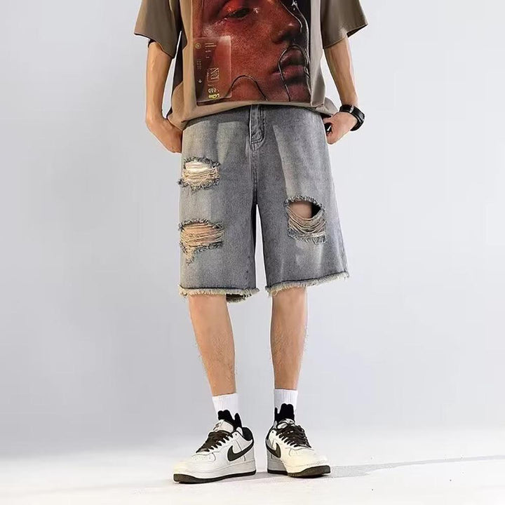 Men Loose Fit Denim Shorts