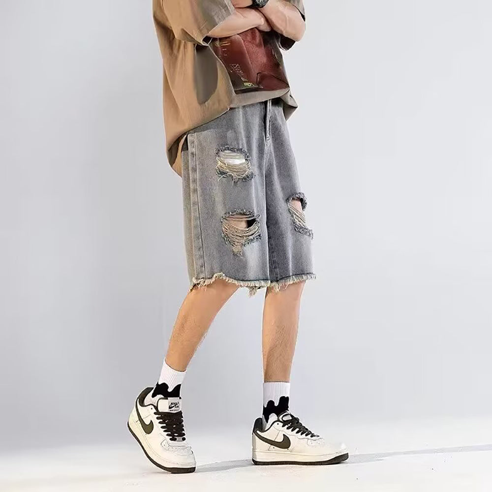 Men Loose Fit Denim Shorts