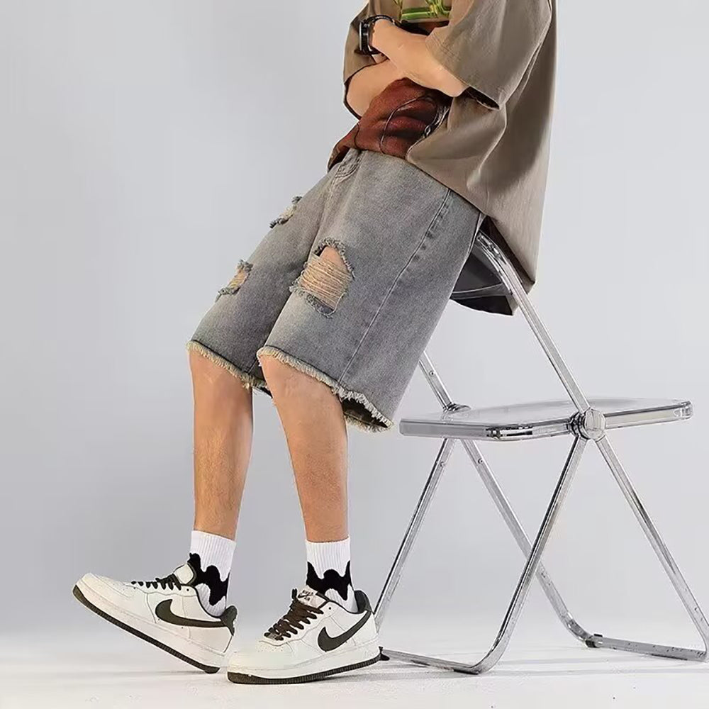 Men Loose Fit Denim Shorts