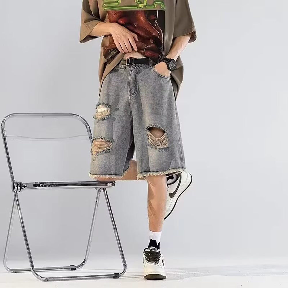 Men Loose Fit Denim Shorts