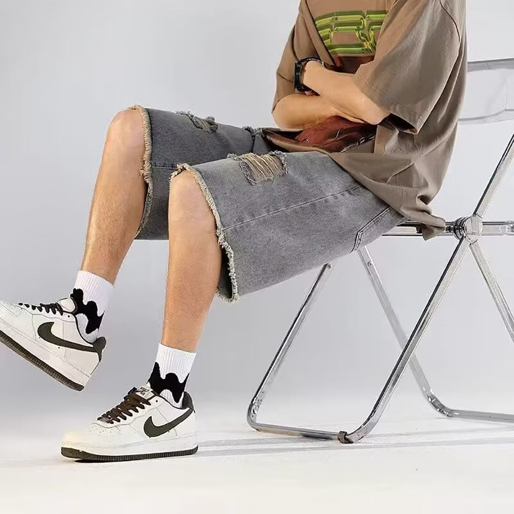 Men Loose Fit Denim Shorts