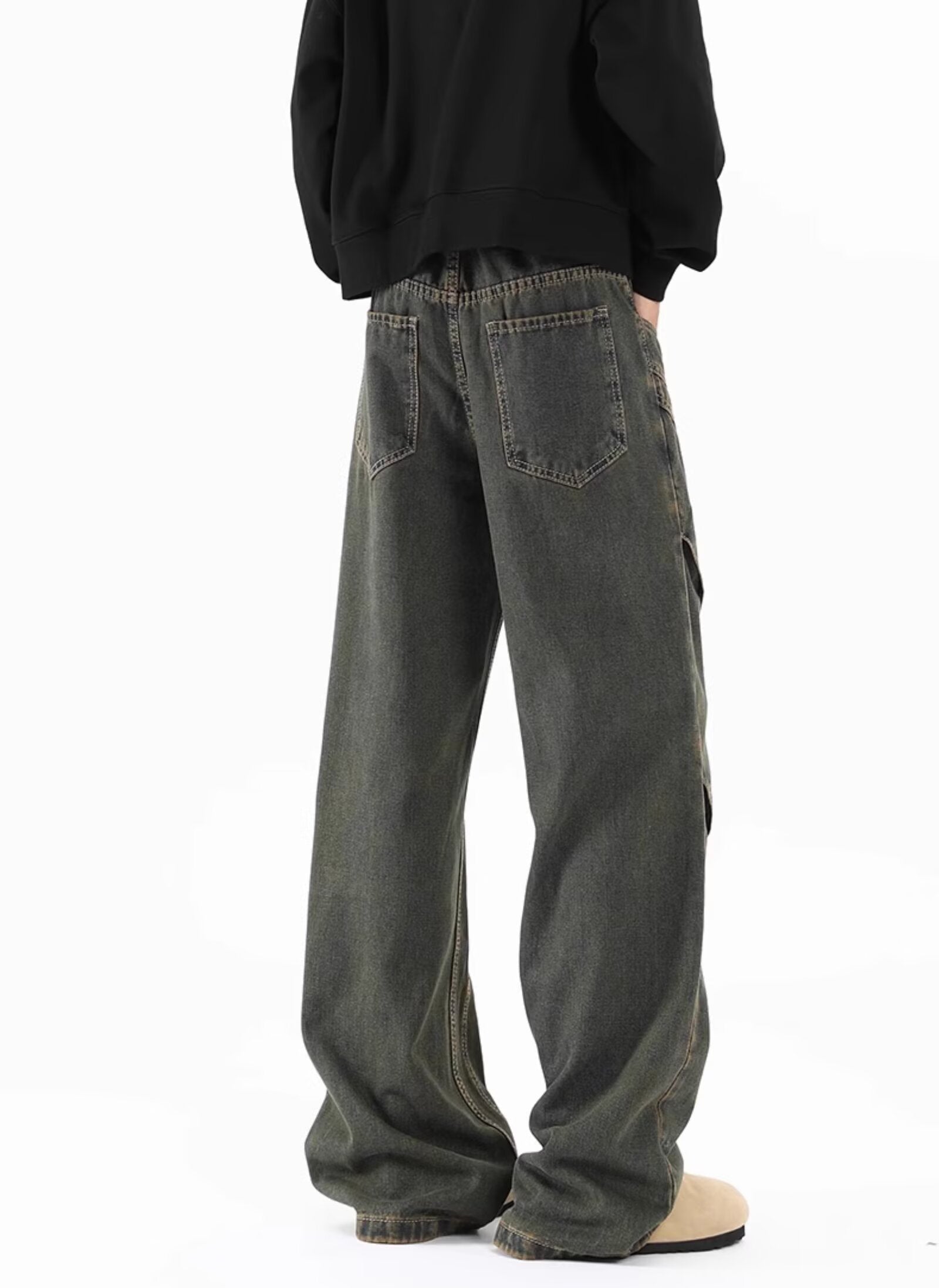 Men Light Fade Mid-Rise Wide Leg Jeans