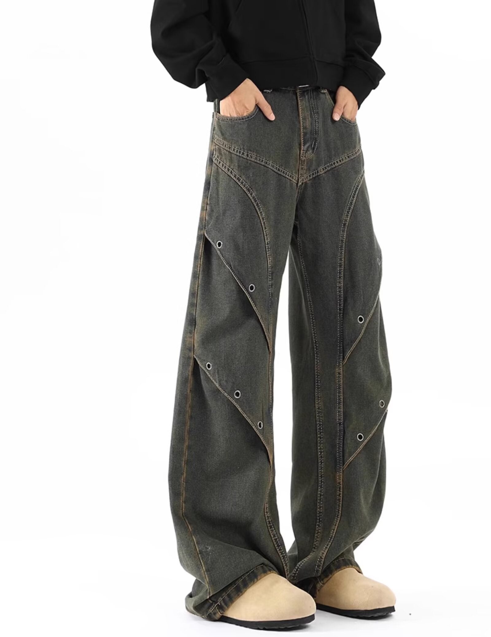 Men Light Fade Mid-Rise Wide Leg Jeans