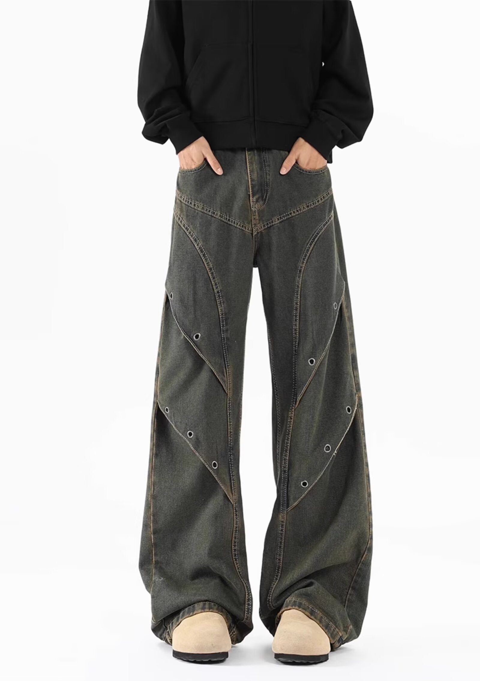 Men Light Fade Mid-Rise Wide Leg Jeans