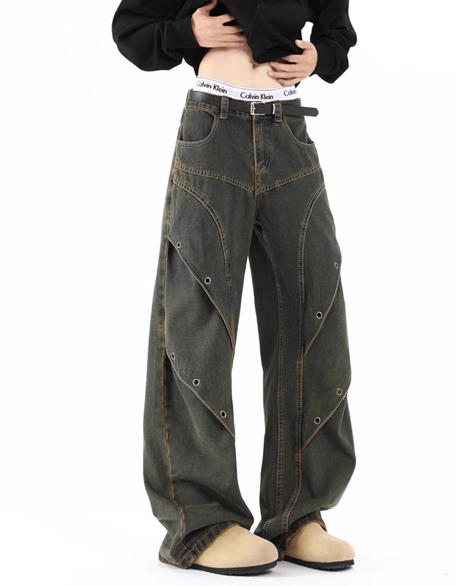 Men Light Fade Mid-Rise Wide Leg Jeans