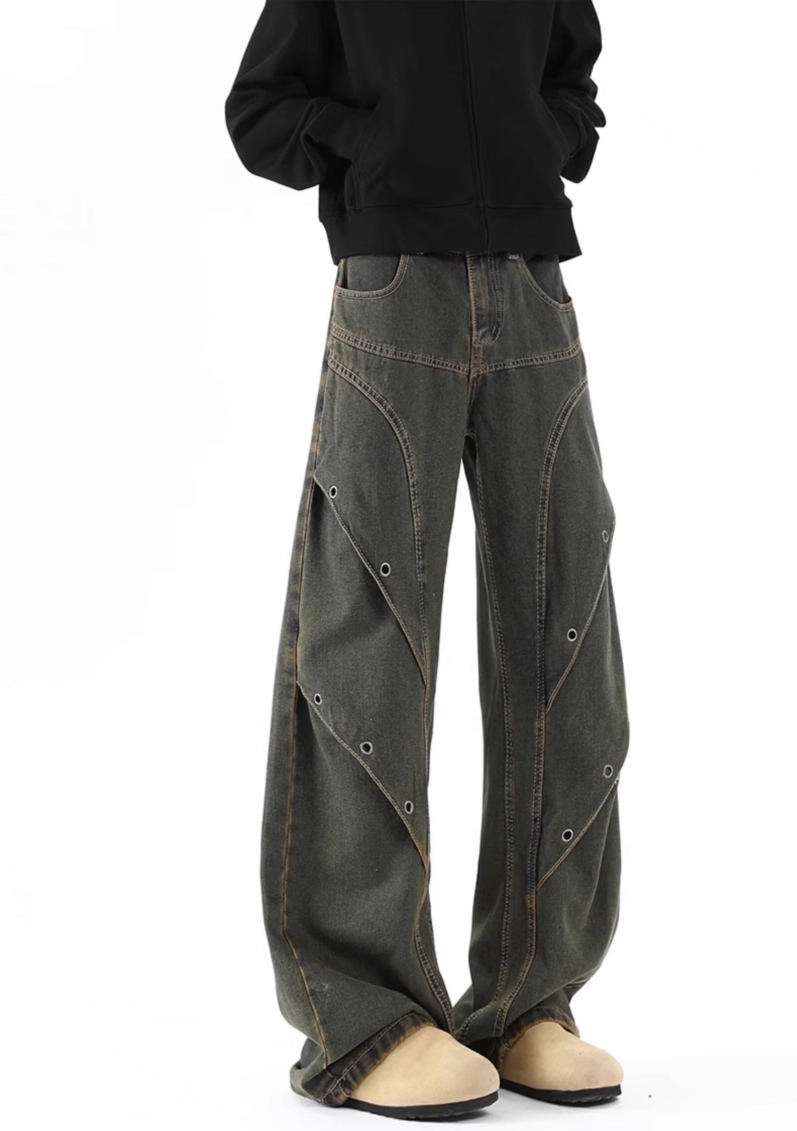 Men Light Fade Mid-Rise Wide Leg Jeans