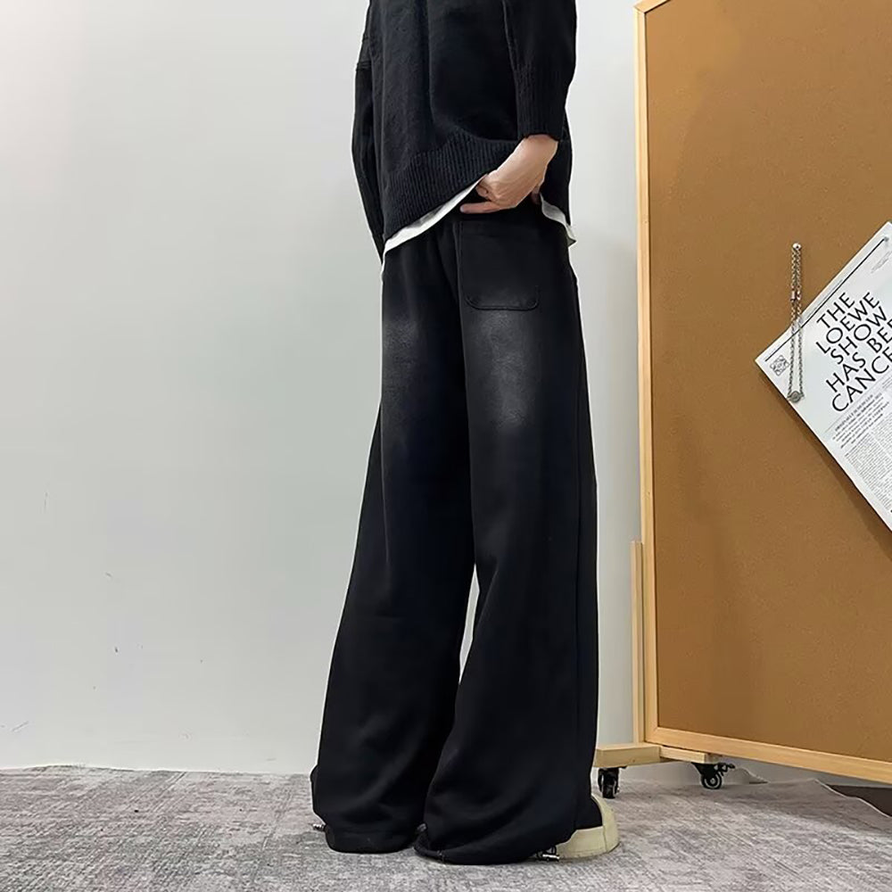 Men Wide Leg Mid-Rise Dark Jeans