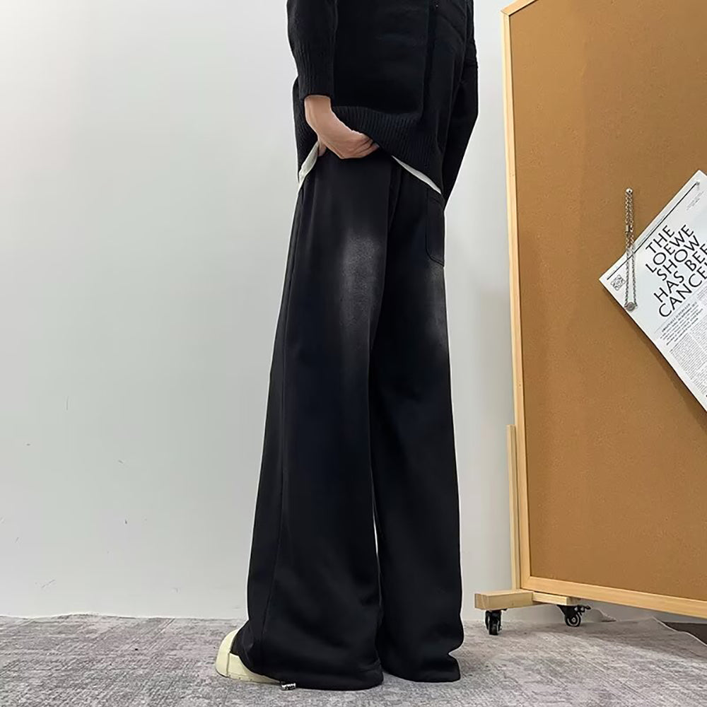 Men Wide Leg Mid-Rise Dark Jeans