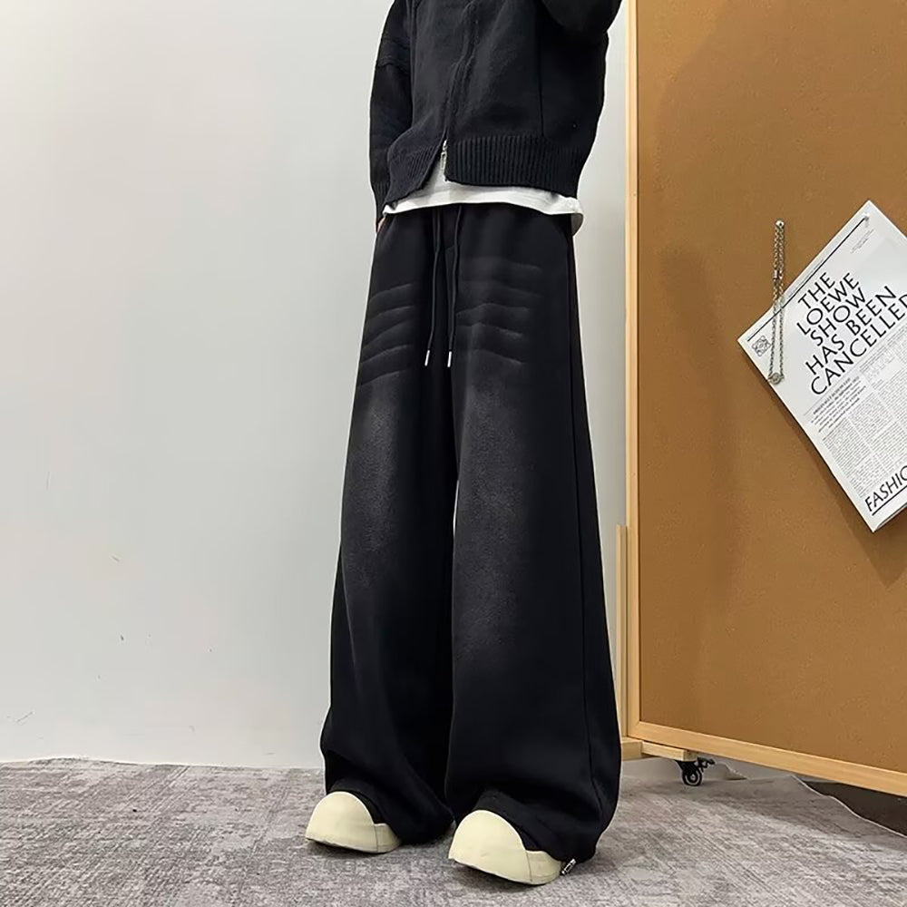 Men Wide Leg Mid-Rise Dark Jeans