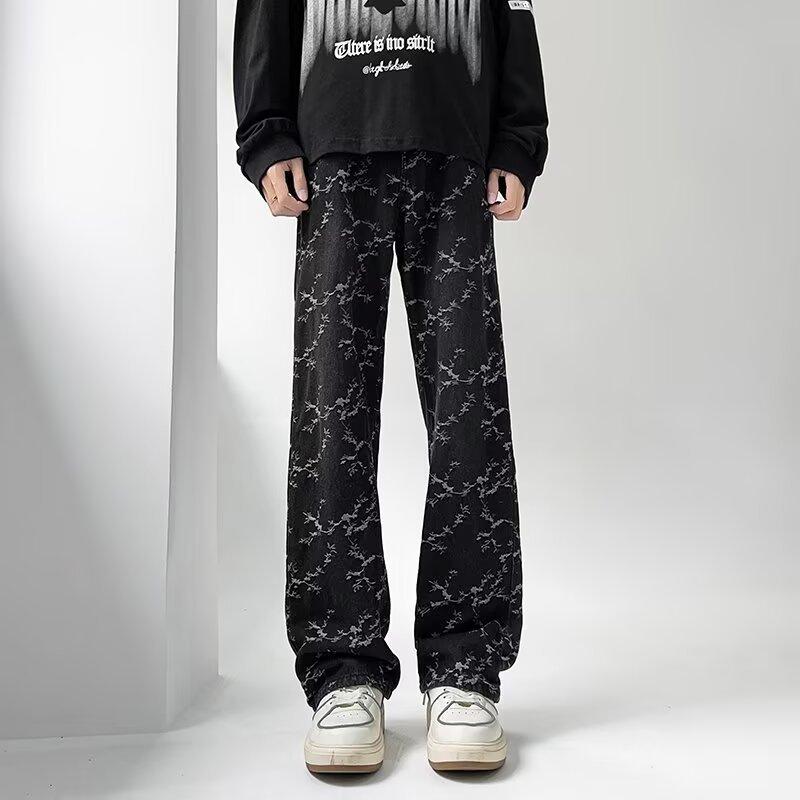 Men Straight Fit Light Fade Printed Jeans