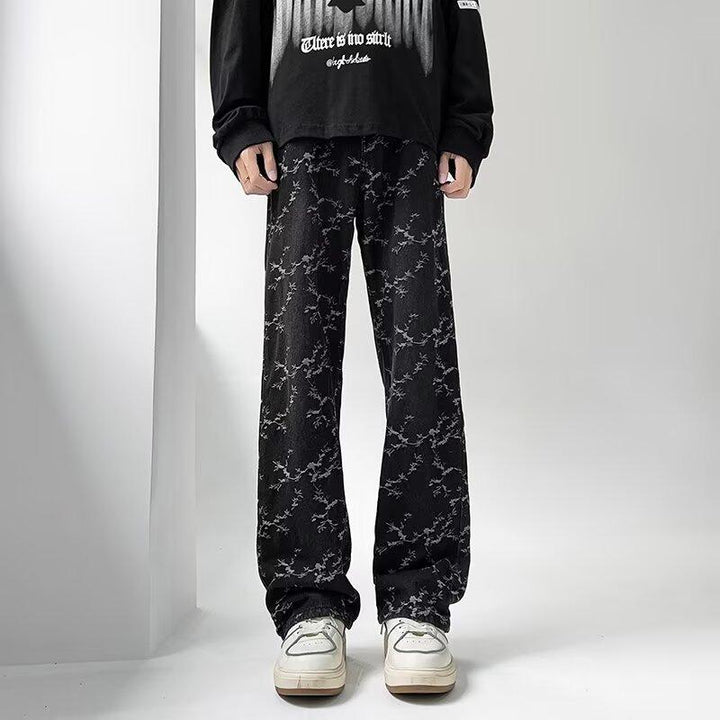 Men Straight Fit Light Fade Printed Jeans