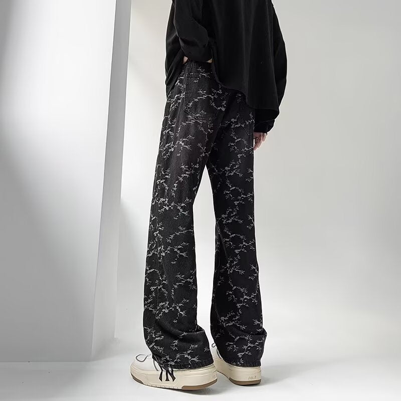 Men Straight Fit Light Fade Printed Jeans
