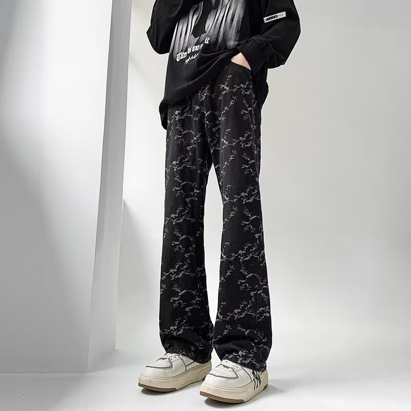 Men Straight Fit Light Fade Printed Jeans