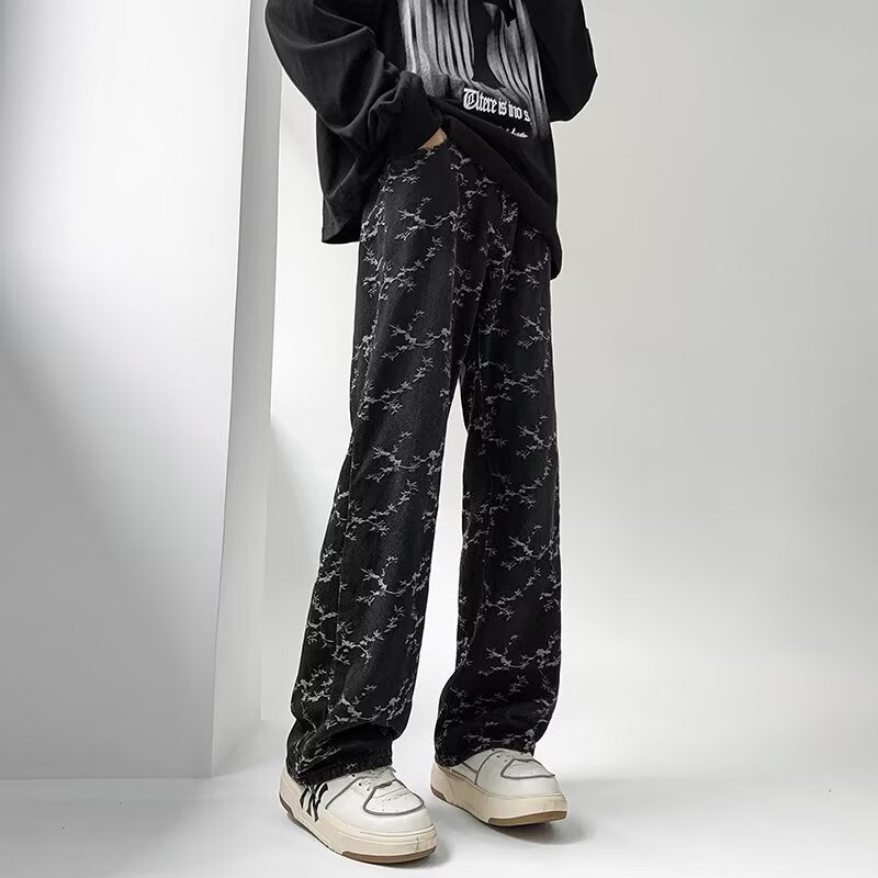 Men Straight Fit Light Fade Printed Jeans