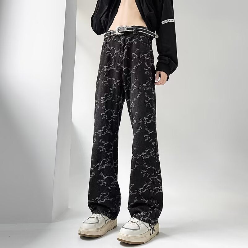 Men Straight Fit Light Fade Printed Jeans