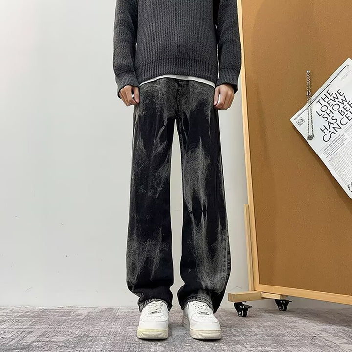 Men Wide Leg Mid-Rise Jeans