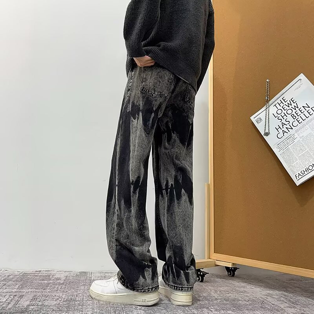 Men Wide Leg Mid-Rise Jeans