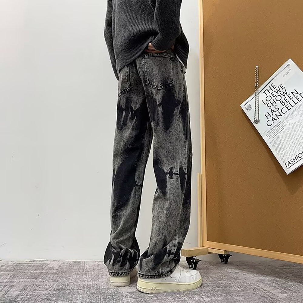 Men Wide Leg Mid-Rise Jeans