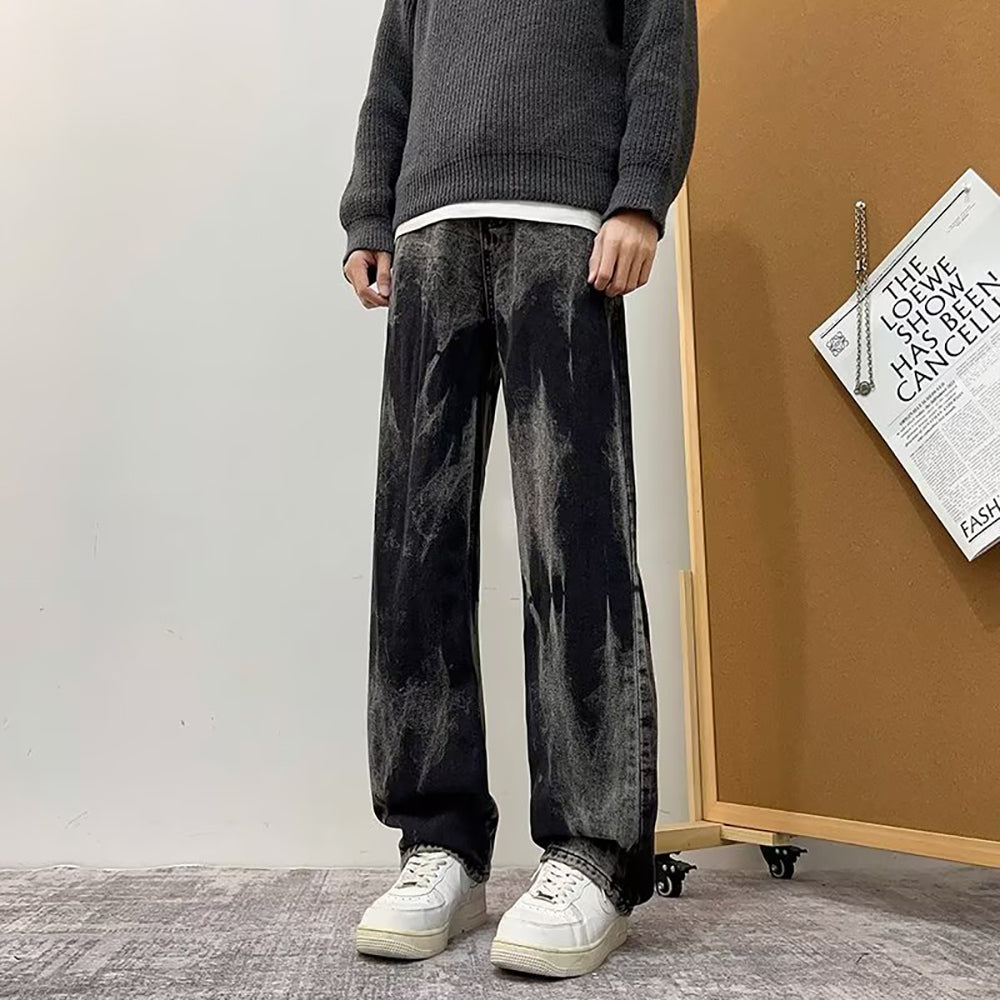 Men Wide Leg Mid-Rise Jeans