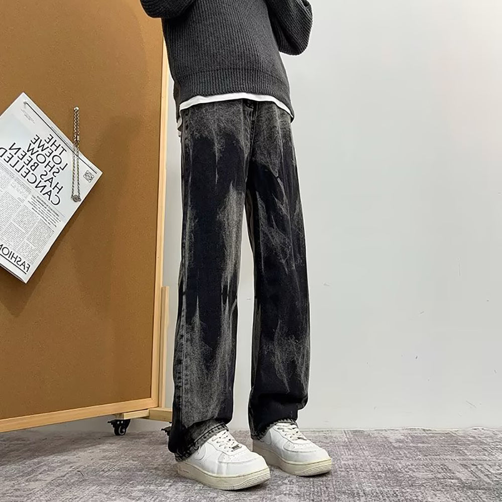 Men Wide Leg Mid-Rise Jeans