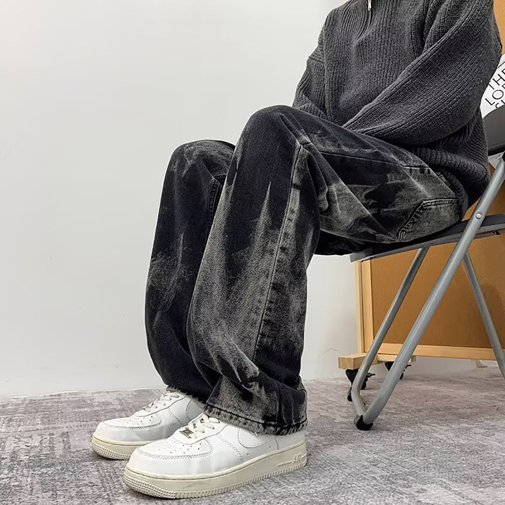 Men Wide Leg Mid-Rise Jeans