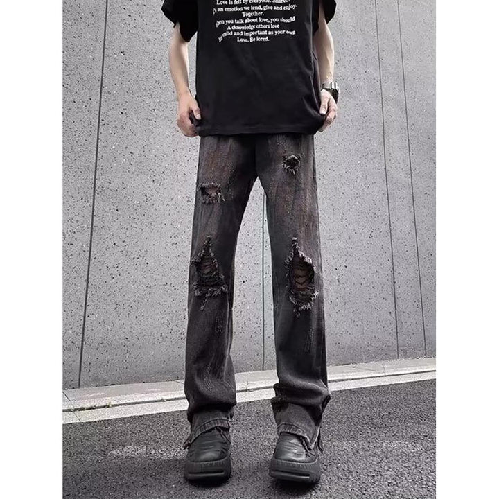 Men Highly Distressed Light Fade Jeans