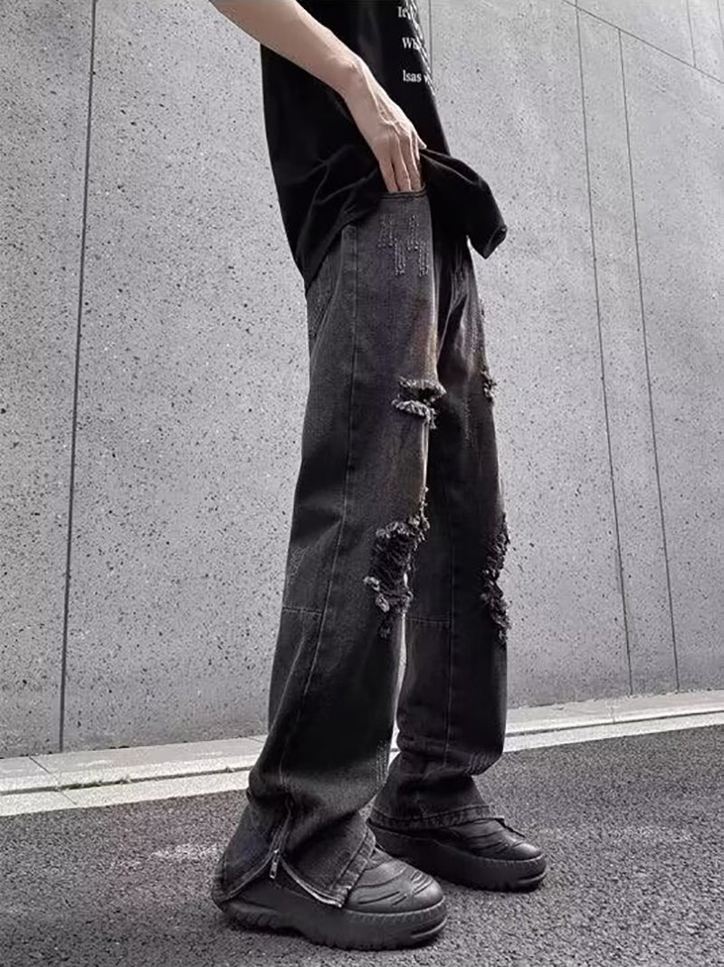 Men Highly Distressed Light Fade Jeans