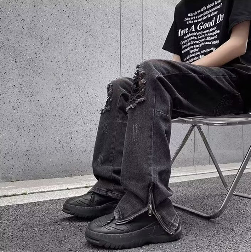 Men Highly Distressed Light Fade Jeans