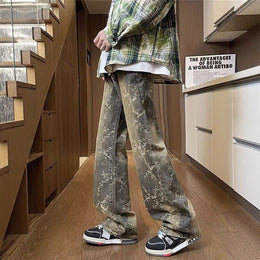 Men Flared Mid-Rise Light Fade Printed Jeans