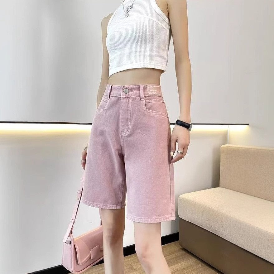 Women Slim Fit High-Rise Denim Shorts