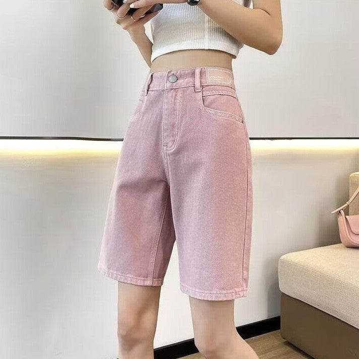 Women Slim Fit High-Rise Denim Shorts