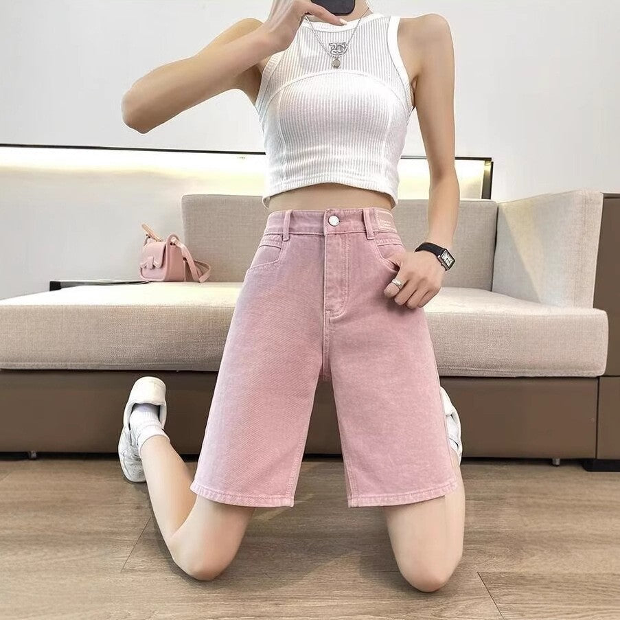Women Slim Fit High-Rise Denim Shorts