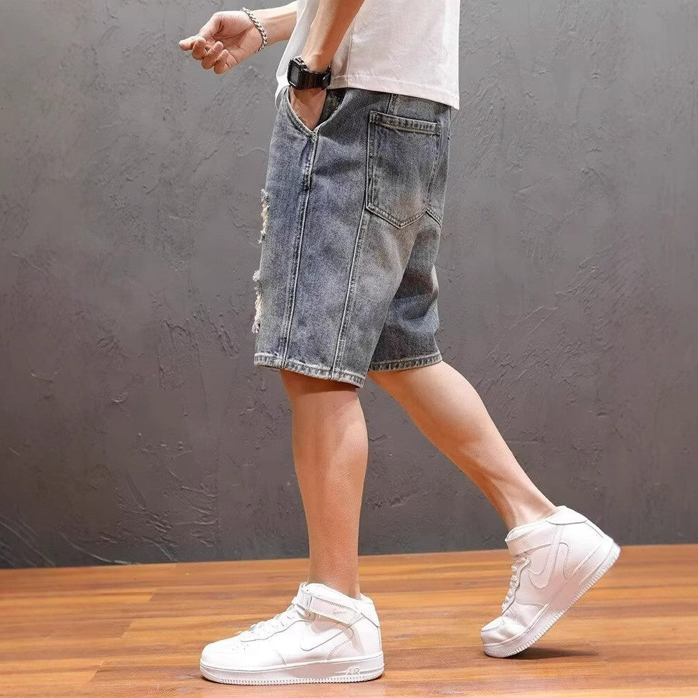 Men Regular Fit Knee Length Denim Shorts