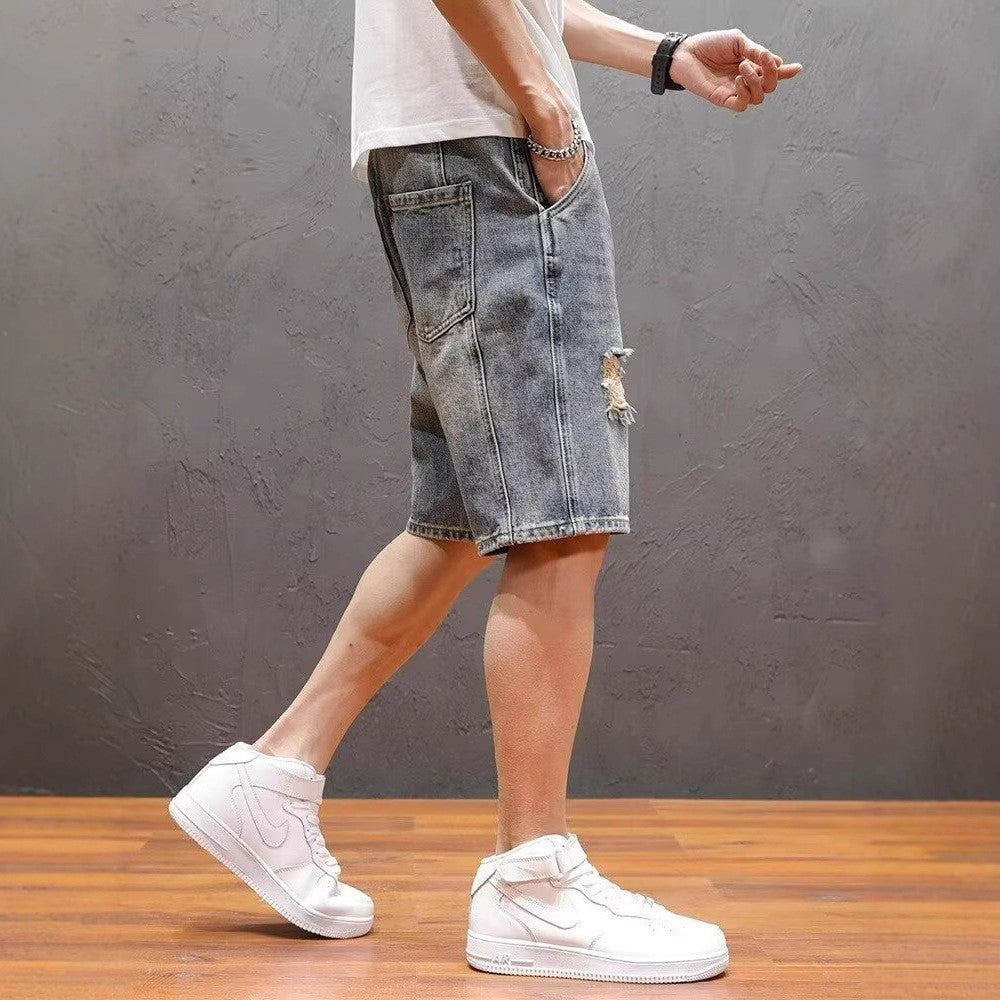 Men Regular Fit Knee Length Denim Shorts