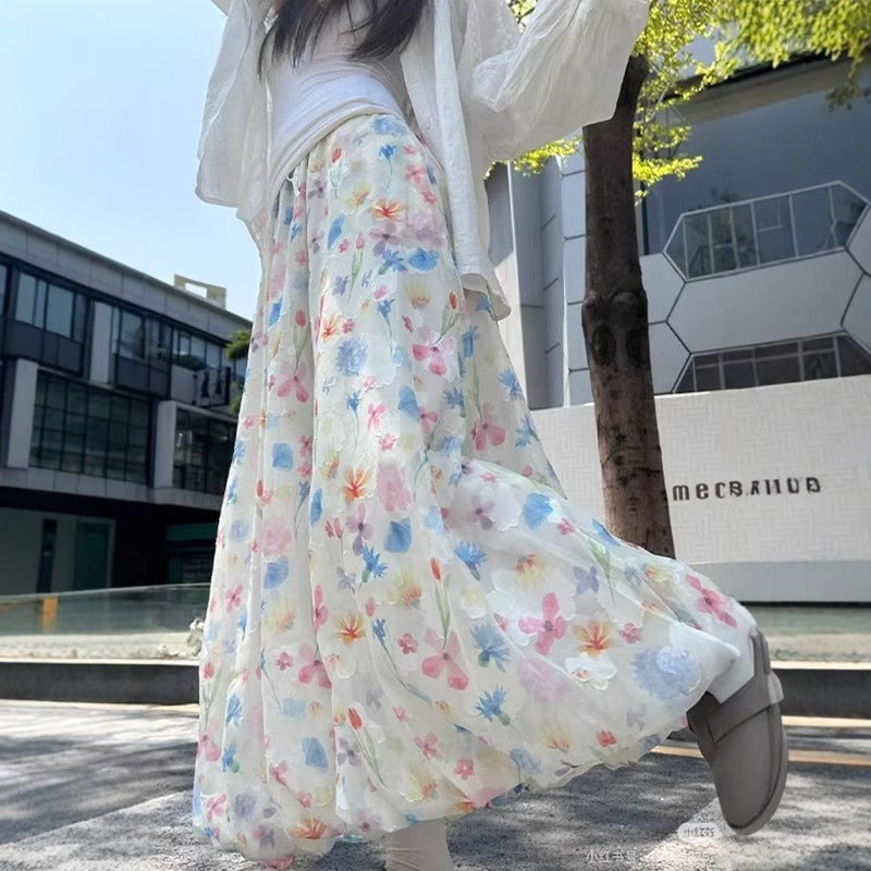 Women Printed Mid-Rise Relaxed Fit Pleated Culottes Trousers