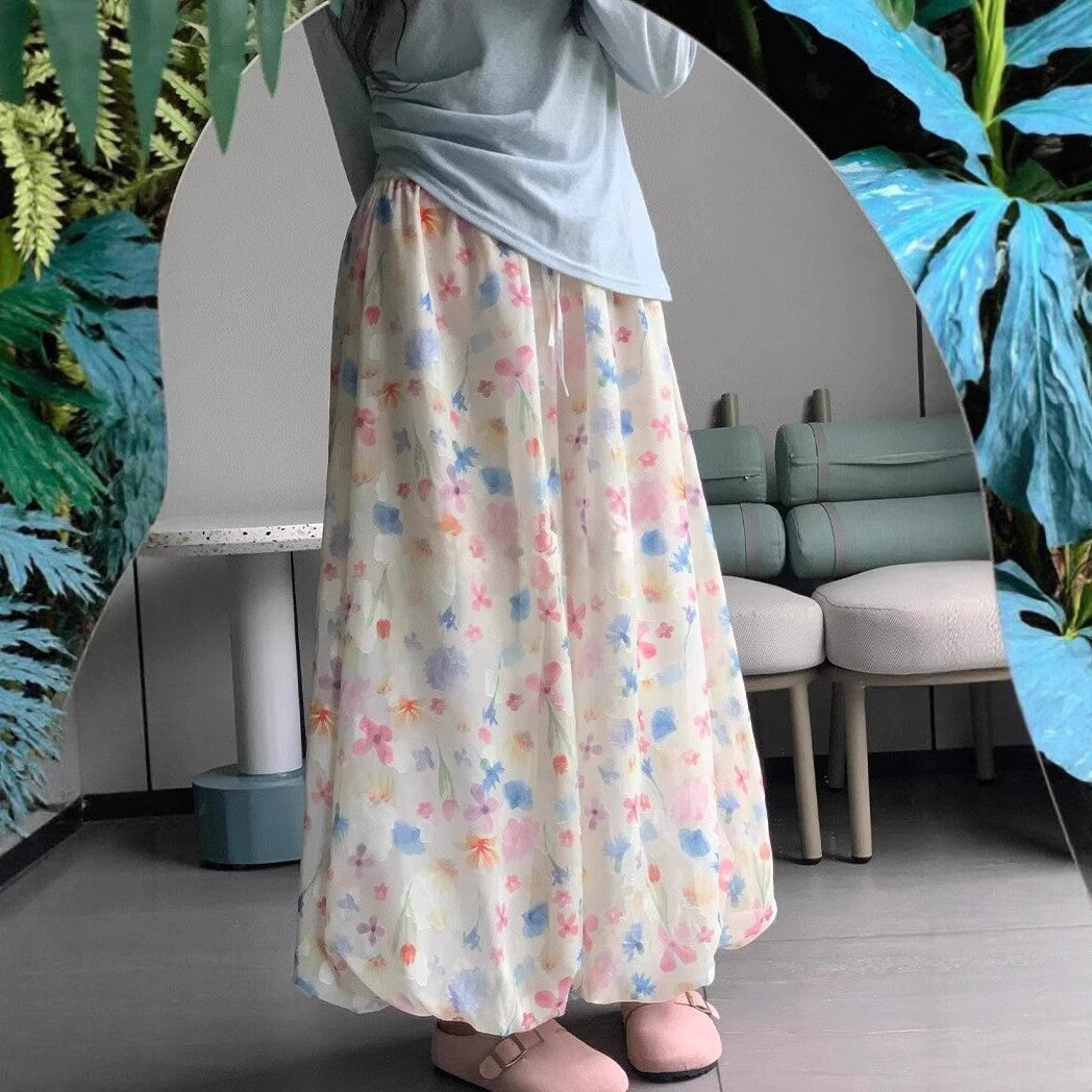 Women Printed Mid-Rise Relaxed Fit Pleated Culottes Trousers