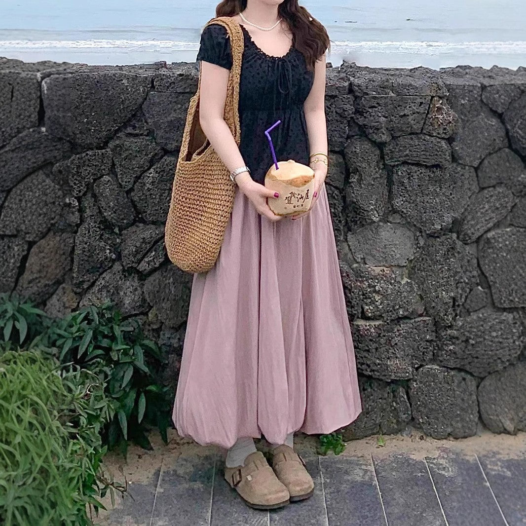 Women Loose Fit Easy Wash Pleated Culottes Trousers