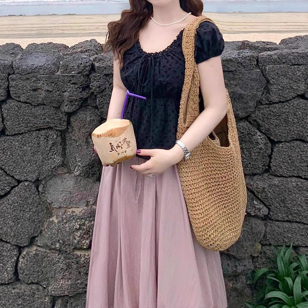 Women Loose Fit Easy Wash Pleated Culottes Trousers