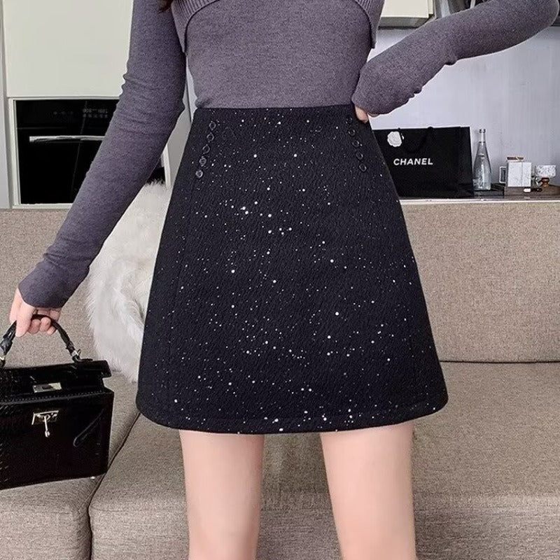 Embellished A-Line Above Knee Skirt